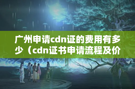 廣州申請cdn證的費用有多少（cdn證書申請流程及價格明細）